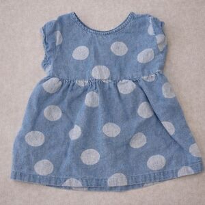 Carter's Dress Baby Girls White Dots Denim Blue Size 9M
